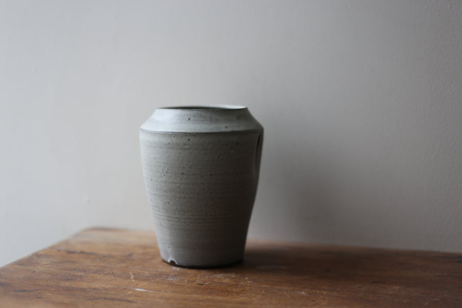 Vase in Black Clay with White Matte Glaze