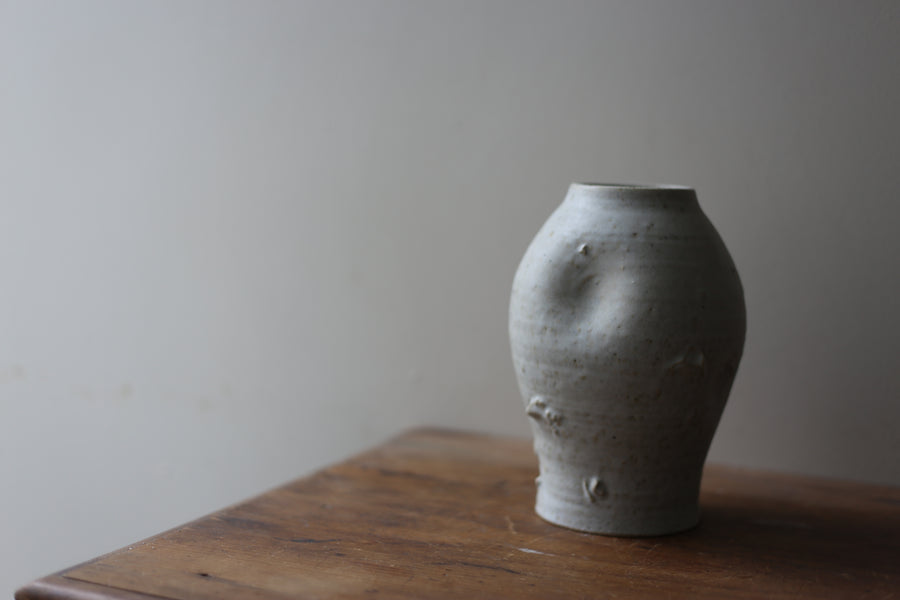 Textured Vase in White Matte Glaze