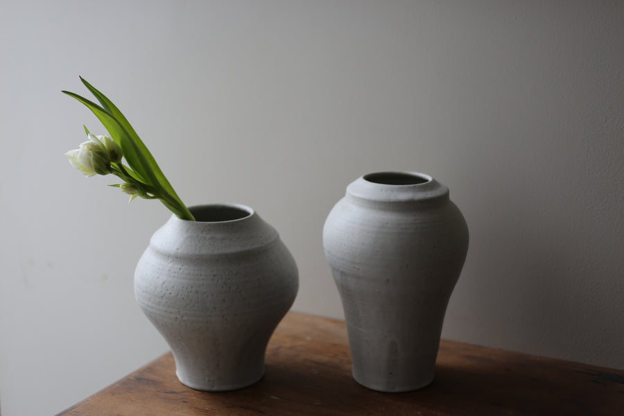 Large Vase Pair in White Matte