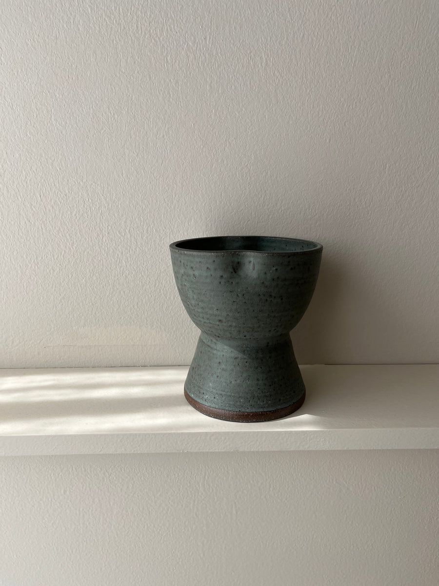 Chalice Vase in Green Velvet