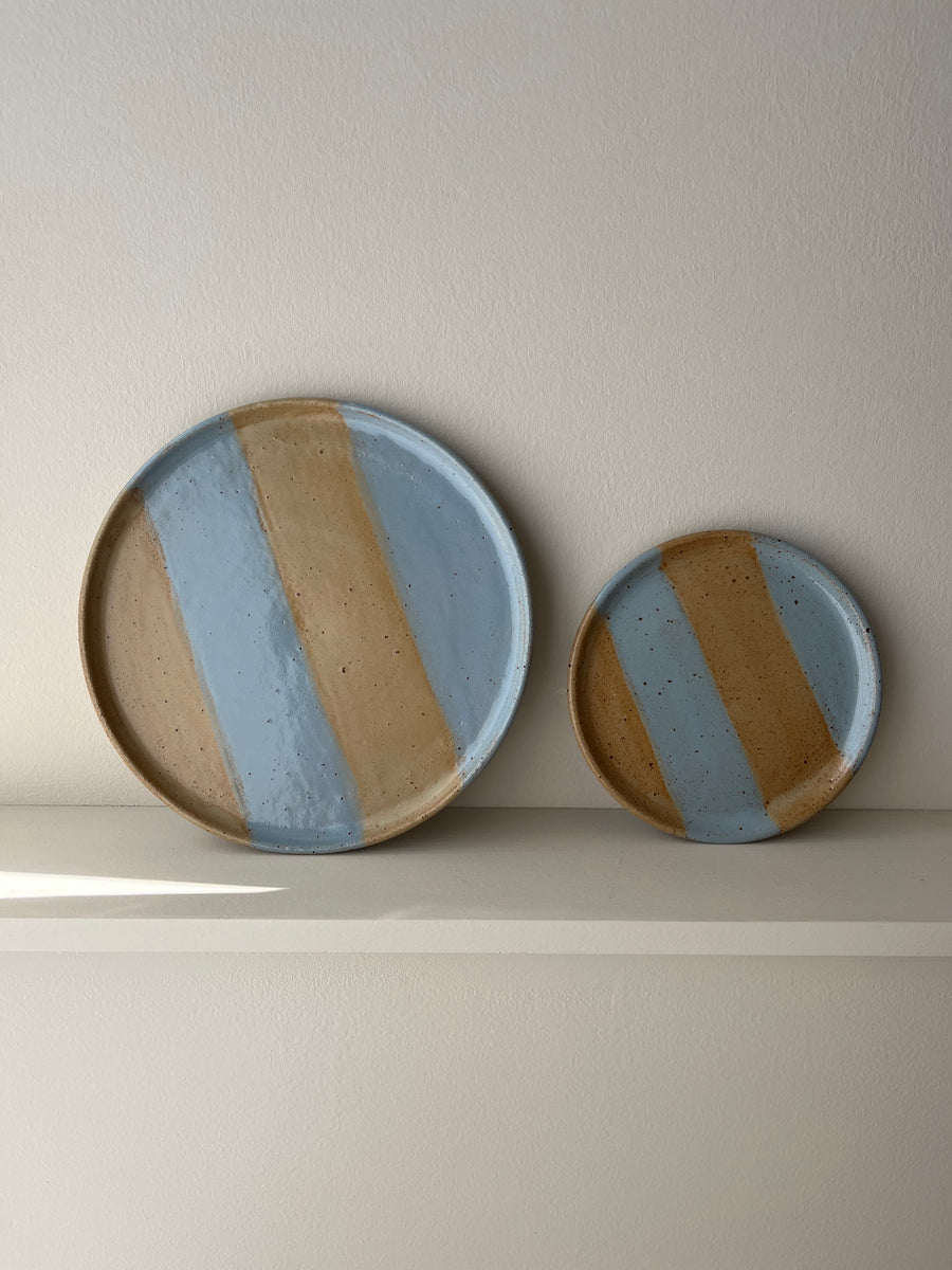Painted Plate in Blue & Biscuit