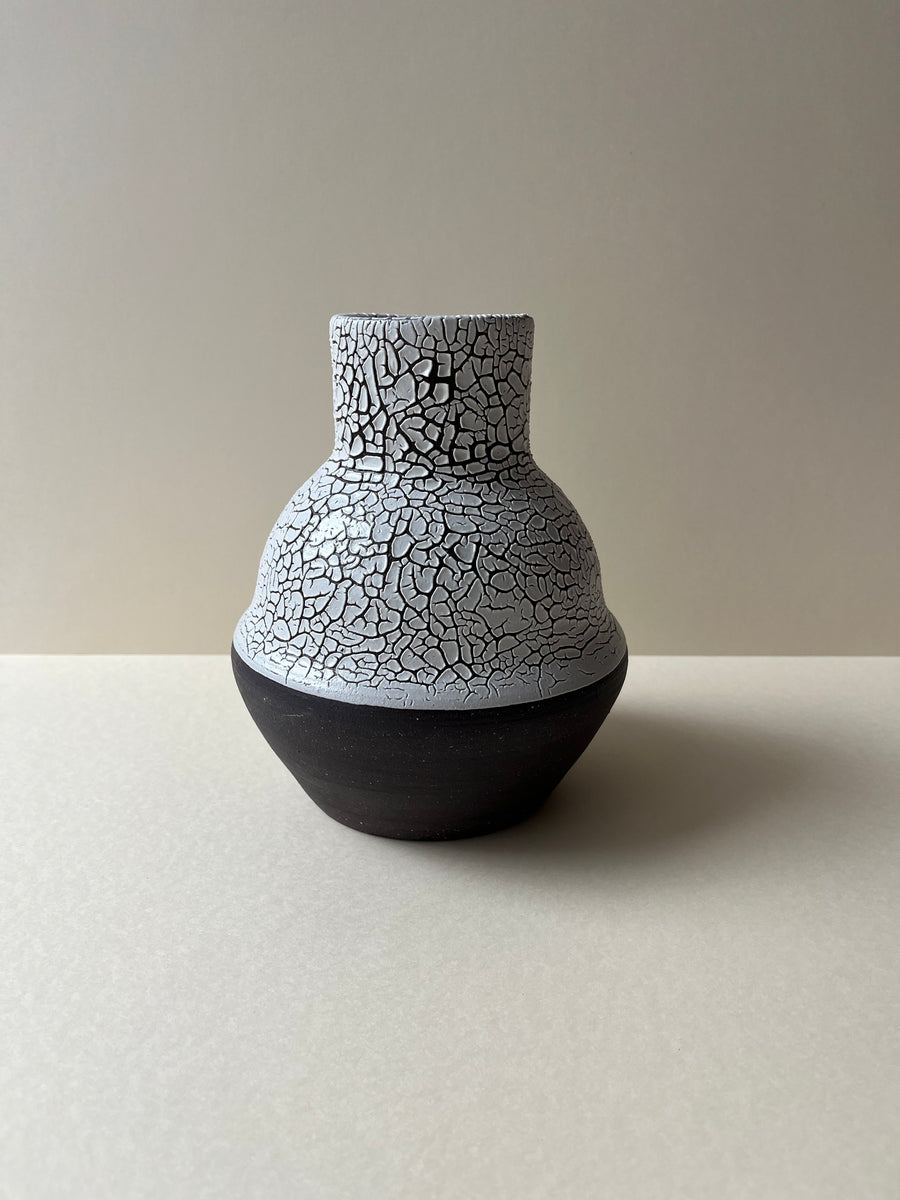 One-Off Black Crackle Vase 02
