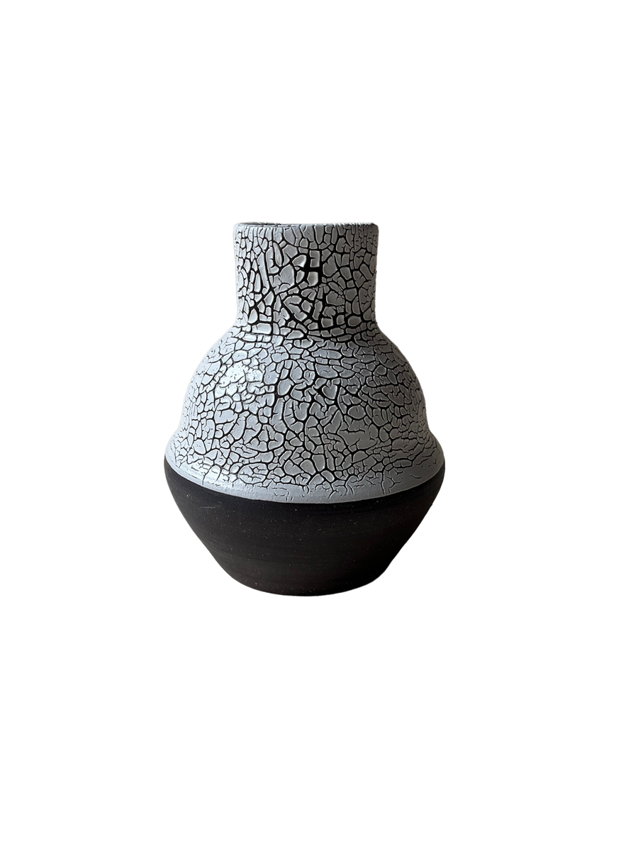 One-Off Black Crackle Vase 02